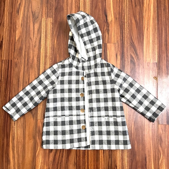 Zara Baby Girl Gingham Hooded Jacket - Picture 1 of 11